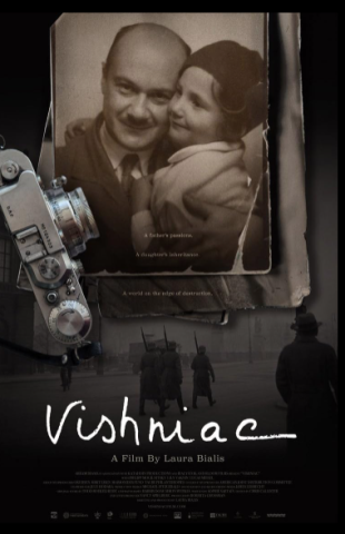 Image of a camera with photographer Vishniac and child