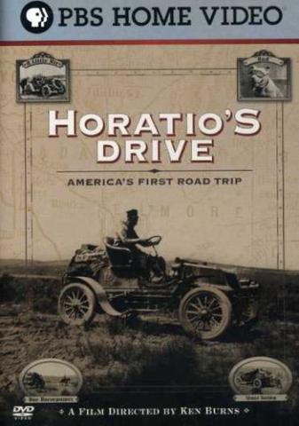 Cover showing a man driving in a vintage vehicle