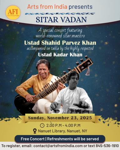 Image of Padmashree Ustad Shahid Parvez Khan playing the sitar