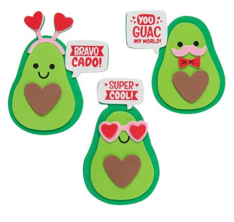 3 foam avocado valentines