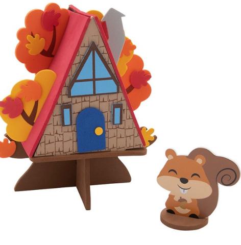 a foam house and squirrel