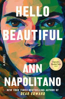 Cover of the book, Hello Beautiful, featuring a close painted portrait of a woman's face.