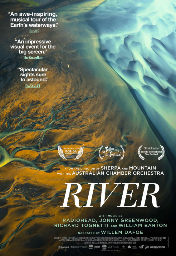 Cover of the film poster, River with abstract depiction of a river