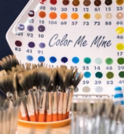 brushes with paint palette 